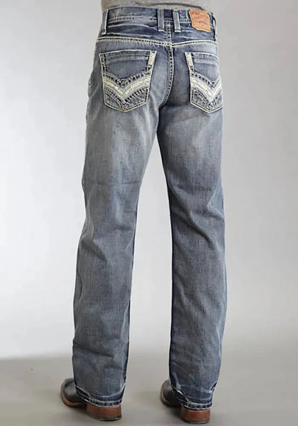 Stetson 1312 Relaxed Fit Jeans with Pieced Back Pocket (Light Wash)