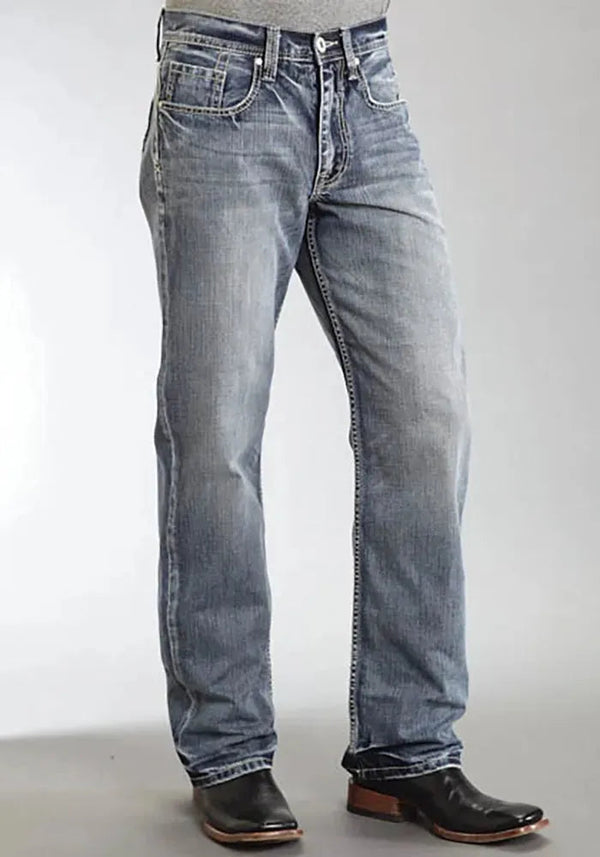 Stetson 1312 Relaxed Fit Jeans with Pieced Back Pocket (Light Wash)