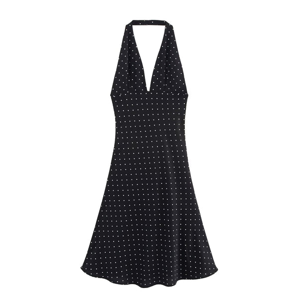 Women Clothing Summer Elegant Deep V Plunge neck High Waist A line Dress