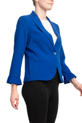 Peace of Cloth One Button Ruffle Sleeve Blazer