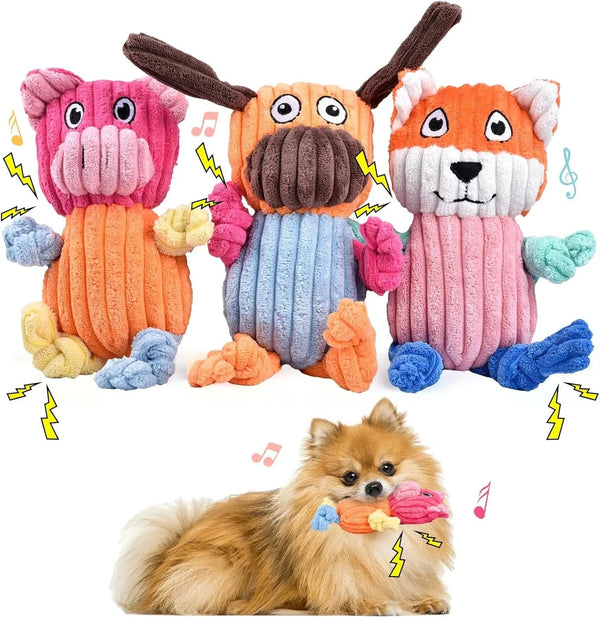 3-Pack Plus Chew Dog Squeaky Toys for Small Medium Large Dogs
