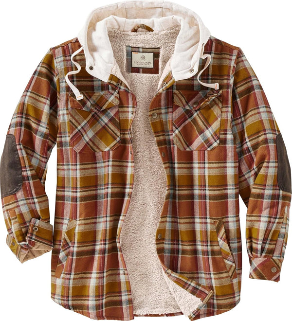 Men's Hooded Plaid Flannel Shirt Jacket