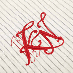 American Style Trendy Vertical Striped Embroidered Letter Short Sleeve Shirt Men's Loose Design Pockets Turn-Down Collar Shirt Summer