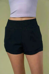High Waisted Knit Shorts - Built-In Liner & Pockets | Femstylo