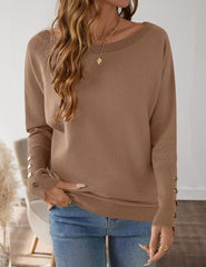 Women's Off The Shoulder Sweater - Oversized Knit Batwing Sleeve Pullover