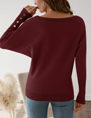 Women's Off The Shoulder Sweater - Oversized Knit Batwing Sleeve Pullover