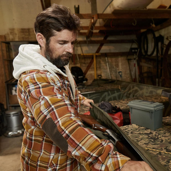 Men's Hooded Plaid Flannel Shirt Jacket