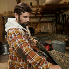 Men's Hooded Plaid Flannel Shirt Jacket