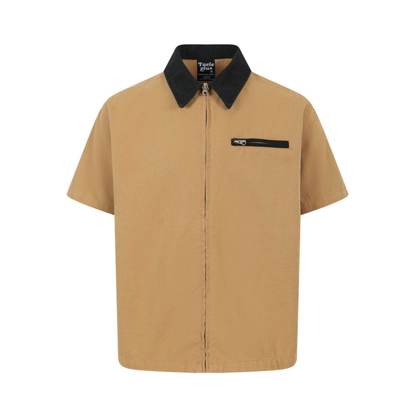 Men's contrasting collar casual short sleeved shirt