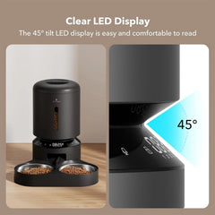 Automatic Cat Feeder with Timer, 6 Meals/Day, Freshness Lock & Low Food Sensor. Smart Dry Food Dispenser for Cats & Dogs