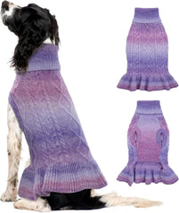 Cable Knit Dog Sweater Dress | Soft Turtleneck Warm Pet Pullover (XS–XL)