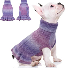 Cable Knit Dog Sweater Dress | Soft Turtleneck Warm Pet Pullover (XS–XL)