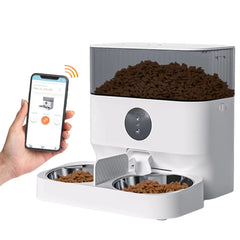 Double Automatic Pet Feeder with Splitter & Dual Bowls for Cats and Small Dogs