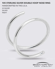 Double Hoop Nose 925 Sterling Silver Spiral Nose Ring