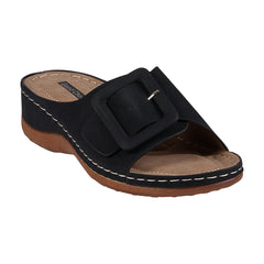 Women's Hamden Black Buckled Flat Sandals