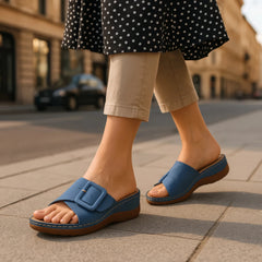 Women's Hamden Black Buckled Flat Sandals