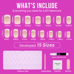 Classic French Square Nails - Press On Nails