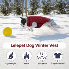 Lelepet Waterproof Reversible Dog Coat – Winter Puffer Vest, 2-in-1, XS-3X