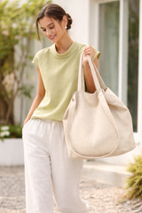Lightweight Ramie Canvas Large Tote Bag