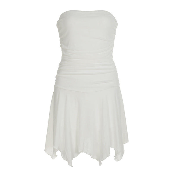 Basic Solid Color Casual Dress Summer Vacation Sexy A line Tube Top Short Dress