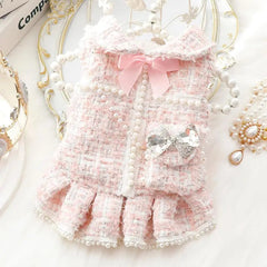 Princess Dog Dress | Lolita Tweed Coat Outfit for Small Dogs & Puppies