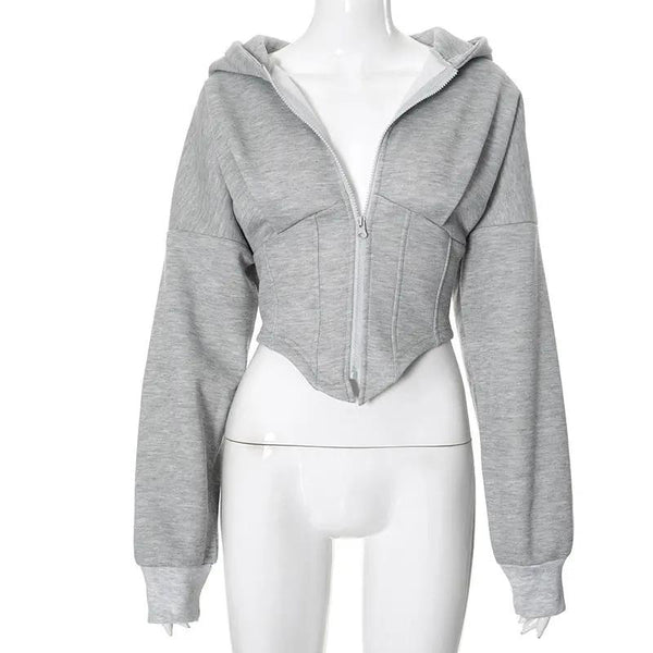 Women's Clothing Long-sleeve Zipper Hooded Cardigan