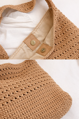 Woven Crochet Tote Bag Large Capacity Lightweight Shoulder Beach Bag