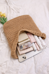 Woven Crochet Tote Bag Large Capacity Lightweight Shoulder Beach Bag