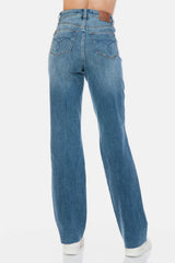 Judy Blue Full Size Tummy Control Cut Raw Hem Straight Women Jeans