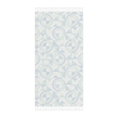 Boho Geometric Beach Towel - Blue Green Circular Fringe - DipaliZ