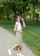 Bradi Side Zipper Athletic Maxi Skirt