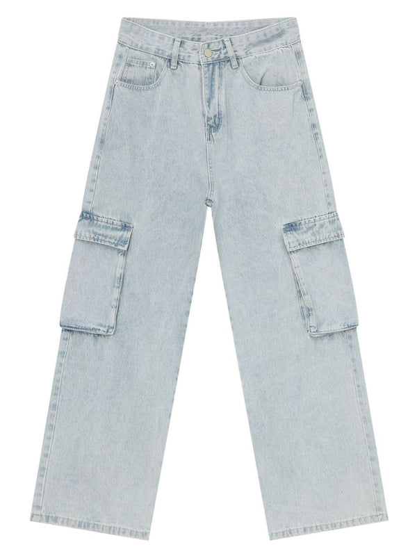 Men's Wide Leg Jeans with Cargo Pockets