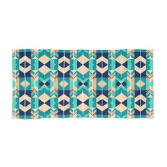 Geometric Teal Aztec Beach Towel - Coastal Vibes - DipaliZ